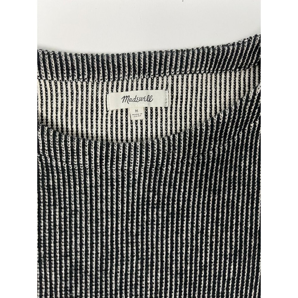 Madewell MEDIUM French Terry Side Tie Black White Stripe Sweatshirt Top - Picture 3 of 12